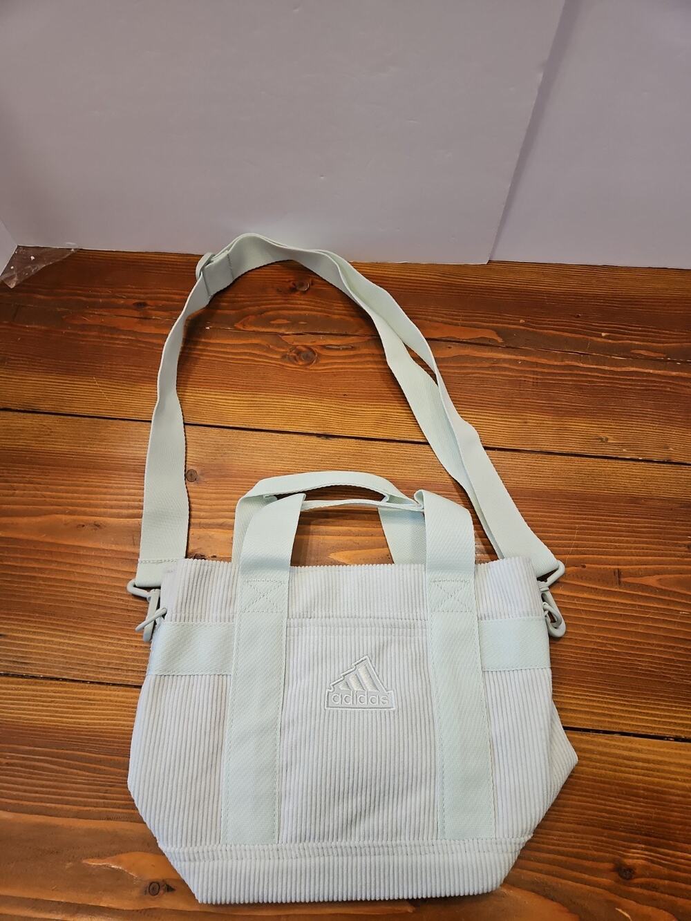 Adidas Mini Tote‎ Bag Mint Corduroy With Adjustable Strap & Dual Handles
